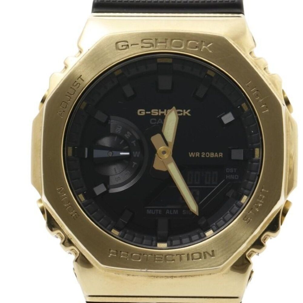 CASIO G-SHOCK ANALOG-DIGITAL 2100 Series GM-2100G-1A9JF Black Gold Resin Stai...